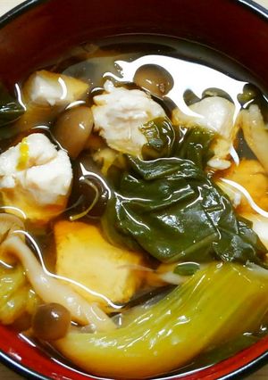 朝食♪青梗菜ときのこ鶏ささみのお吸い物♡-レシピのメイン写真