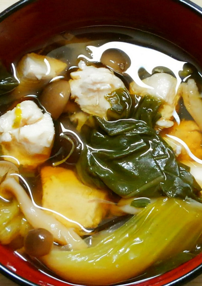 朝食♪青梗菜ときのこ鶏ささみのお吸い物♡-レシピのメイン写真