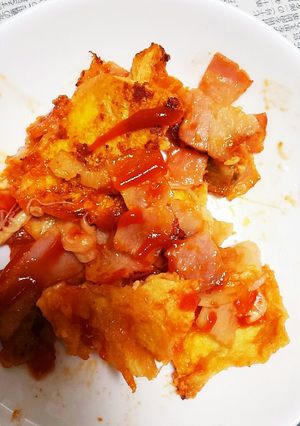 油揚げとチーズとベーコンのケチャップ炒め-レシピのメイン写真