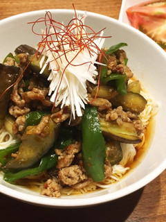 茄子とピーマンのナンプラー味噌炒め素麺-レシピのメイン写真