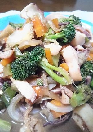 旨みたっぷりイカと野菜のわた炒め-レシピのメイン写真