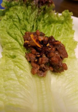 簡単！挽肉納豆のサニーレタス包み☆-レシピのメイン写真