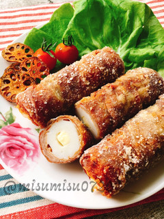 お弁当に☆チーズ竹輪の肉巻き揚げ-レシピのメイン写真