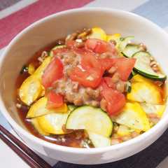 รูปของ 簡単！夏野菜と納豆入り冷やしラーメン