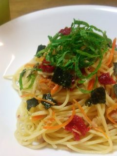 梅干 ツナ 大葉の和風パスタ-レシピのメイン写真