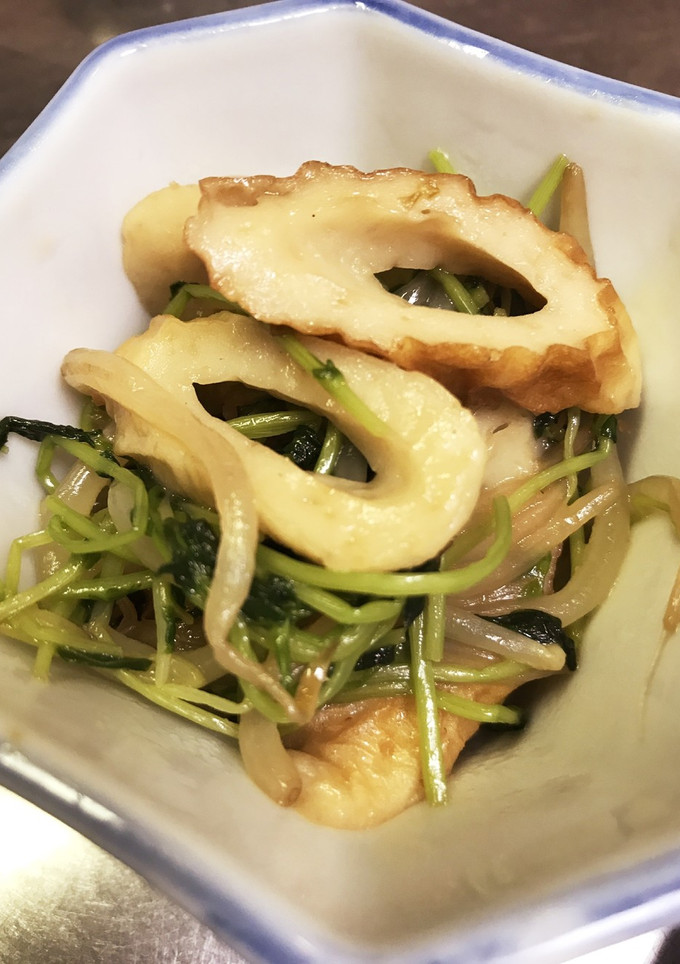 豆苗とちくわのポン酢炒め-レシピのメイン写真