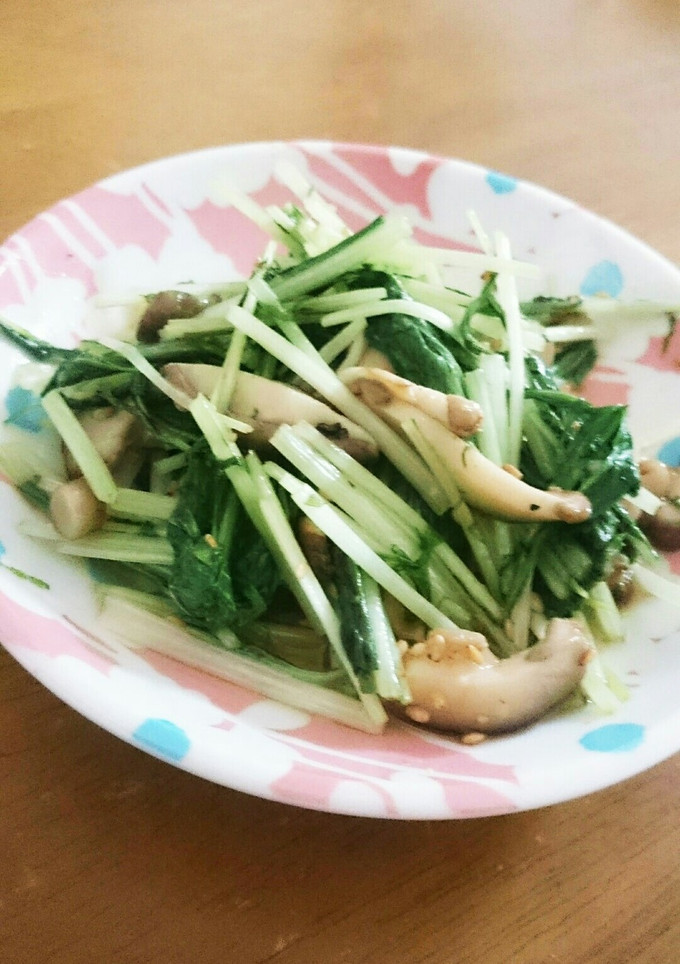 【弁当のおかずに】水菜と椎茸のさっと炒め-レシピのメイン写真