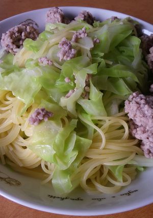 お独り様向け　肉キャベパスタ　鍋ひとつで-レシピのメイン写真