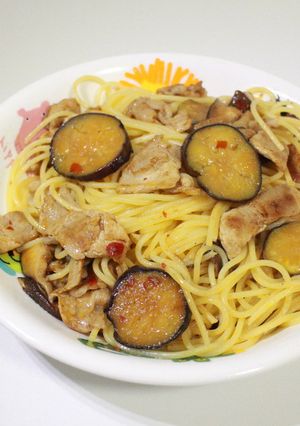 ピリ辛茄子と豚肉のパスタ-レシピのメイン写真
