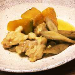 鶏のくず打ち・かぼちゃ・ごぼうの煮物-レシピのメイン写真