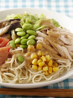 夏野菜たっぷり冷やし中華(ごまだれ風味)-レシピのメイン写真