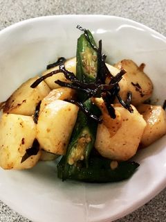 オクラと長芋の塩昆布炒め-レシピのメイン写真