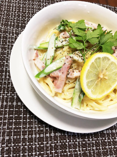 アスパラとベーコンの爽やかクリームパスタ-レシピのメイン写真