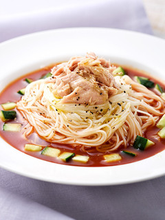 野菜ジュースで絶品!ガスパチョ風そうめん-レシピのメイン写真