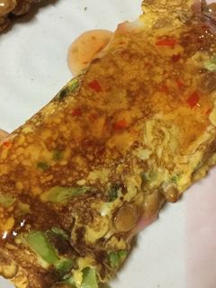 使い切りレシピ!納豆と大根葉のオムレツ-レシピのメイン写真