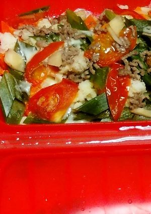 ミンチでヘルシー温野菜-レシピのメイン写真