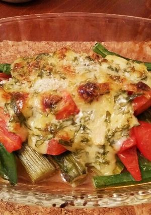 焼き鳥と夏野菜のマヨチーズ焼-レシピのメイン写真