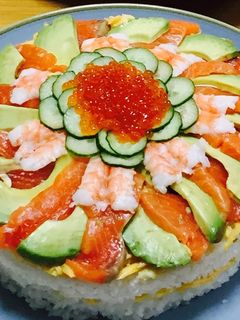 サーモンとアボカドのお寿司ケーキ-レシピのメイン写真