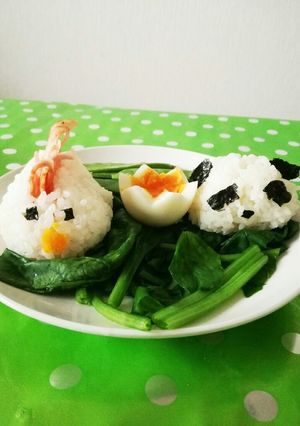 ニワトリとパンダのキャラご飯-レシピのメイン写真