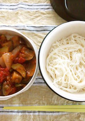冷たい麺弁当　ラタトゥイユ素麺-レシピのメイン写真