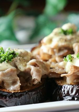 米なすチーズのガーリックポークステーキ-レシピのメイン写真