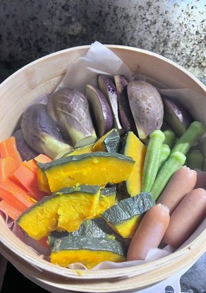 今日の晩御飯！野菜と豚バラの蒸籠蒸し-レシピのメイン写真