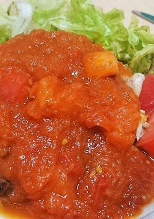 トマトソースのチーズINハンバーグ-レシピのメイン写真