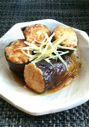 簡単♡鶏生つくねdeナスの肉詰め♪-レシピのメイン写真
