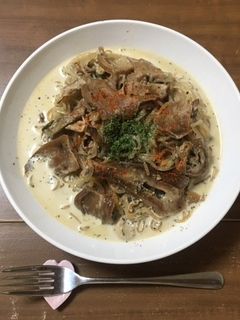 ダイエット!ポルチーニのクリームしらたき-レシピのメイン写真