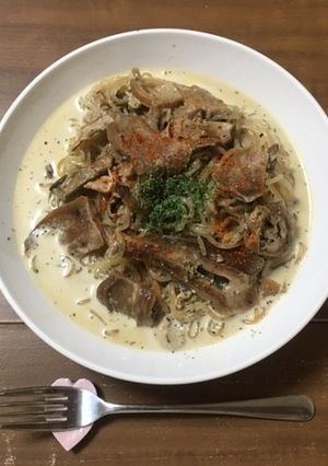 ダイエット！ポルチーニのクリームしらたき-レシピのメイン写真