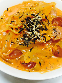 プルダック炒め麺でカルボナーラ!-レシピのメイン写真