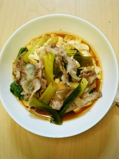 豚肉と豆腐とネギで簡単すき焼き風-レシピのメイン写真