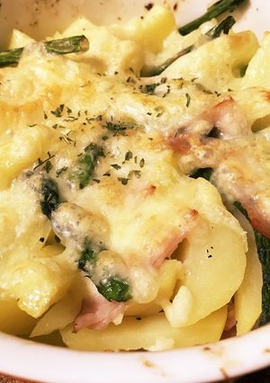 アヒージョ風ポテトとアスパラのチーズ焼き-レシピのメイン写真