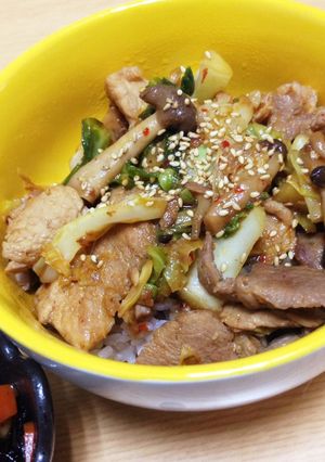 簡単おいしい!回鍋肉風豚丼-レシピのメイン写真