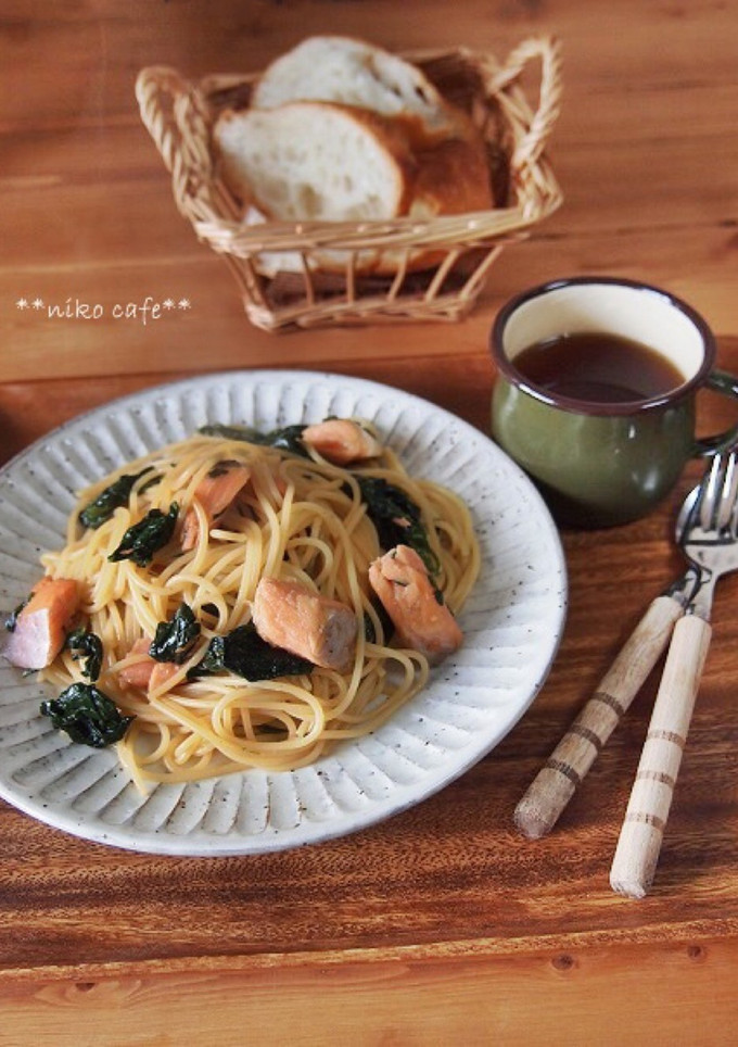 鮭とほうれん草の和風パスタ♪-レシピのメイン写真