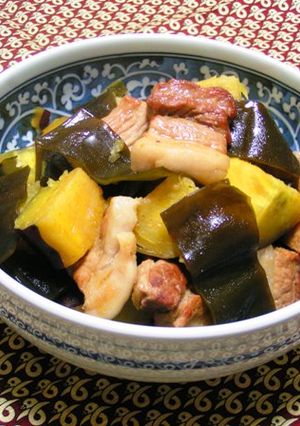 昆布と豚バラに、ほっこりさつまいもの旨煮-レシピのメイン写真
