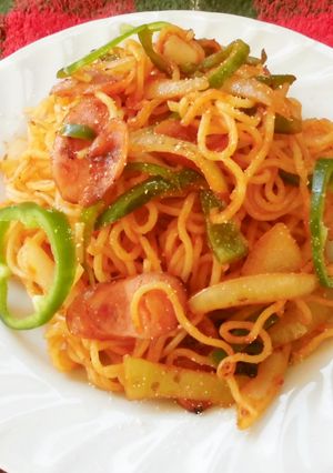 懐かし給食のソフト麺♪でナポリタン!-レシピのメイン写真
