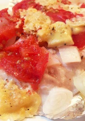 レンジで♡しいらとトマトチーズの蒸焼き❁-レシピのメイン写真