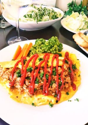 彩り☆豚挽き肉のオープンオムレツ-レシピのメイン写真