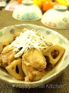 サクサクッ☆れんこんと鶏手羽の煮物-レシピのメイン写真