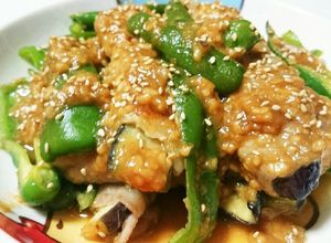 茄子の豚肉巻きとピーマンの自家製味噌炒め-レシピのメイン写真
