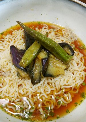 ナスの揚げ浸しのせ冷やし夏ラーメン☆-レシピのメイン写真