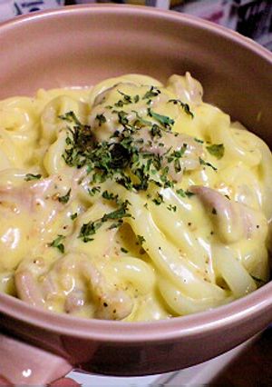 簡単もっちりうまい♪カルボナーラ風うどん-レシピのメイン写真