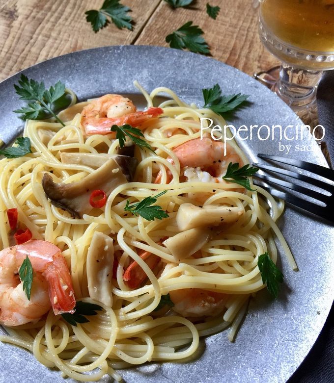 海老とエリンギのペペロンチーノ by sachi825 【クックパッド】 簡単