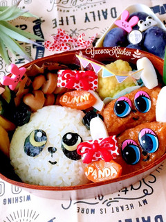 薔薇パンダおにぎりと稲荷うさぎ 6月弁当-レシピのメイン写真