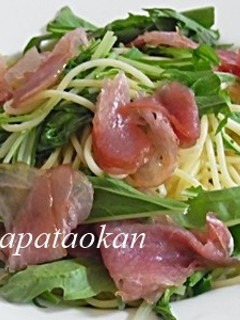 簡単♪生ハムと水菜のパスタ-レシピのメイン写真