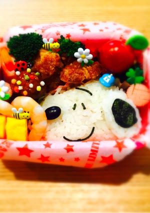 キャラ弁簡単おにぎりスヌーピーお弁当-レシピのメイン写真