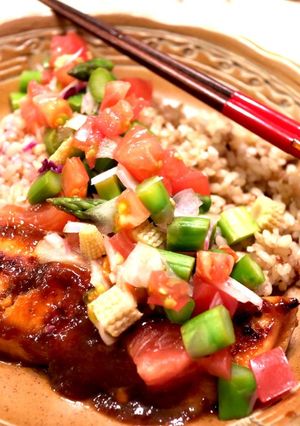 味噌バターサーモン♪夏野菜ソース-レシピのメイン写真