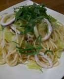 イカとキャベツの明太ドレパスタ