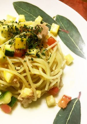 簡単！ズッキーニとツナの冷製パスタ-レシピのメイン写真